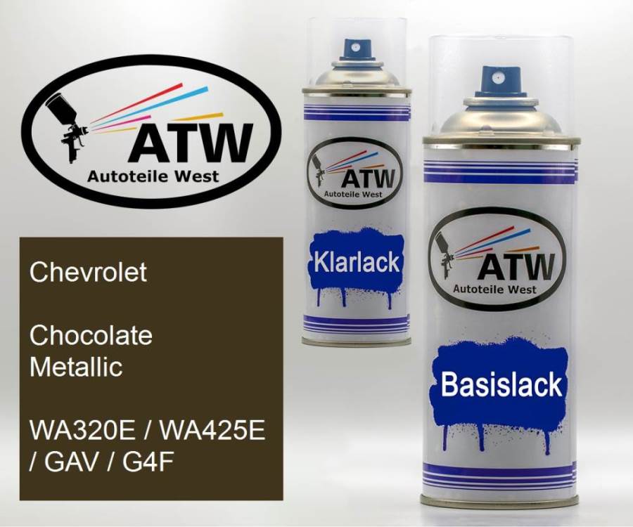 Chevrolet, Chocolate Metallic, WA320E / WA425E / GAV / G4F: 400ml Sprühdose + 400ml Klarlack - Set, von ATW Autoteile West.
